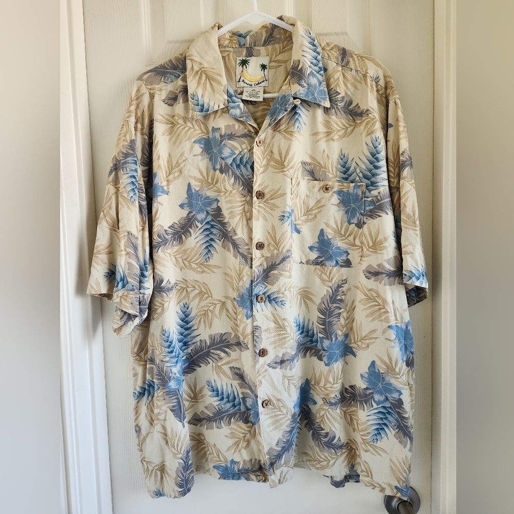 Banana Cabana Mens XL Tropical Hawaiian Button Down Short‎ Sleeve
